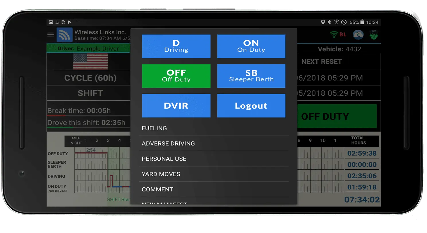 قائمة حالة الخدمة الخاصة بـ DriverLog ذات الزر الواحد