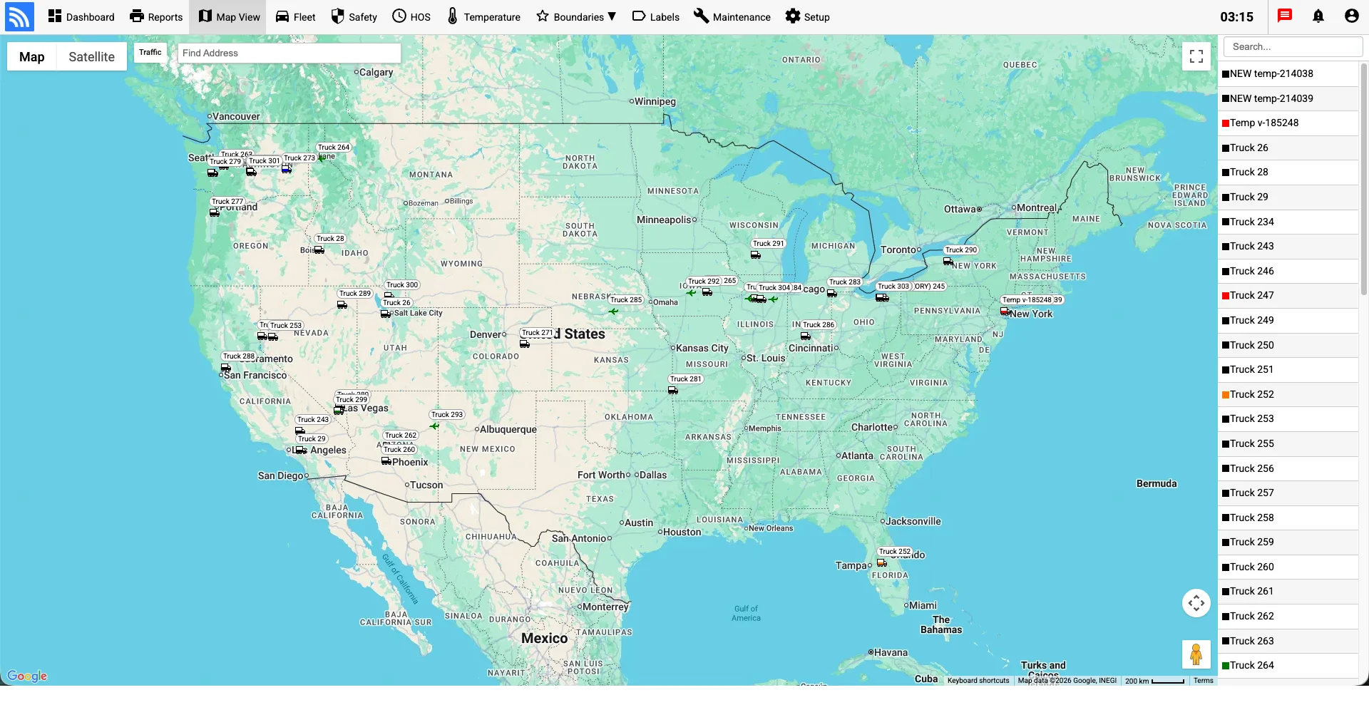 Fleet.Net live vehicle tracking map