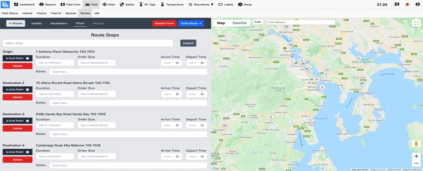 Panel de control del mapa de optimización de rutas de enlaces inalámbricos